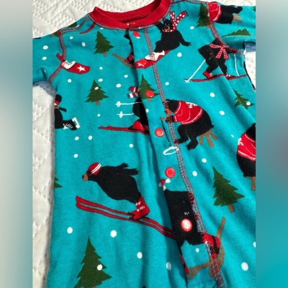 Little Blue House Kids Wild Winter 4T Size 4 Unisex Teal Skiing Footless Onesie - Picture 4 of 16